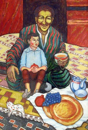 Рисовод Турдымурат Турекеев с внуком. 1978